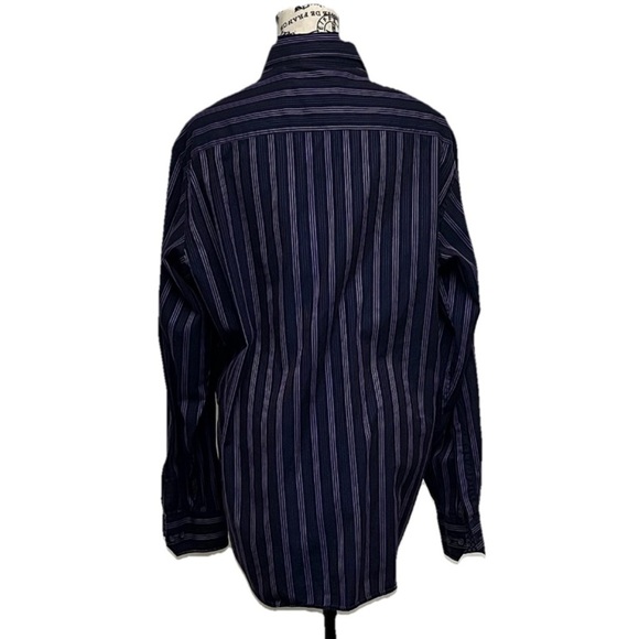 Bugatchi Uomo Men’s Purple Striped Button-Up Shirt L | Retro Y2K Goth Grunge - Picture 5 of 11